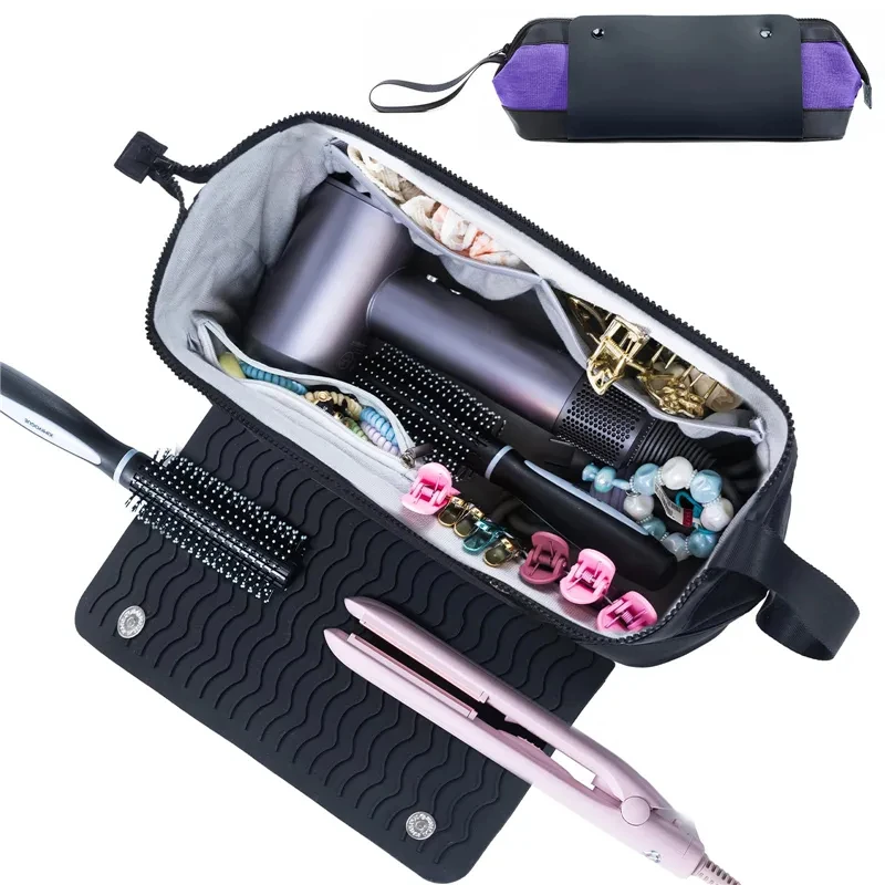 2024 New Storage Bag With Heat Resistant Mat for Flat Irons Straighteners Curling Iron Hair Tools Travel Bag