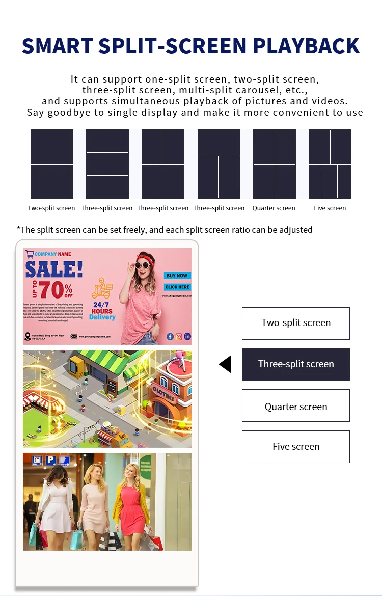 43 50 55 65 75Inch Free Standing lcd display screen marketing digital signage standee advertising panel electronic display