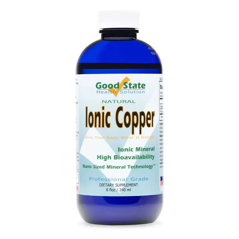 Good State Top Grade Liquid Ionic Copper (96 servings at 2mg elemental, plus 2 mg fulvic acid - 8 fl oz)