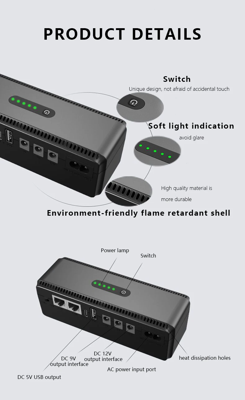 Новый дизайн HKIVI mini ups 8800/10400mah 5v 9v 12v poe 15v 24v блок питания для Wi-Fi маршрутизатора