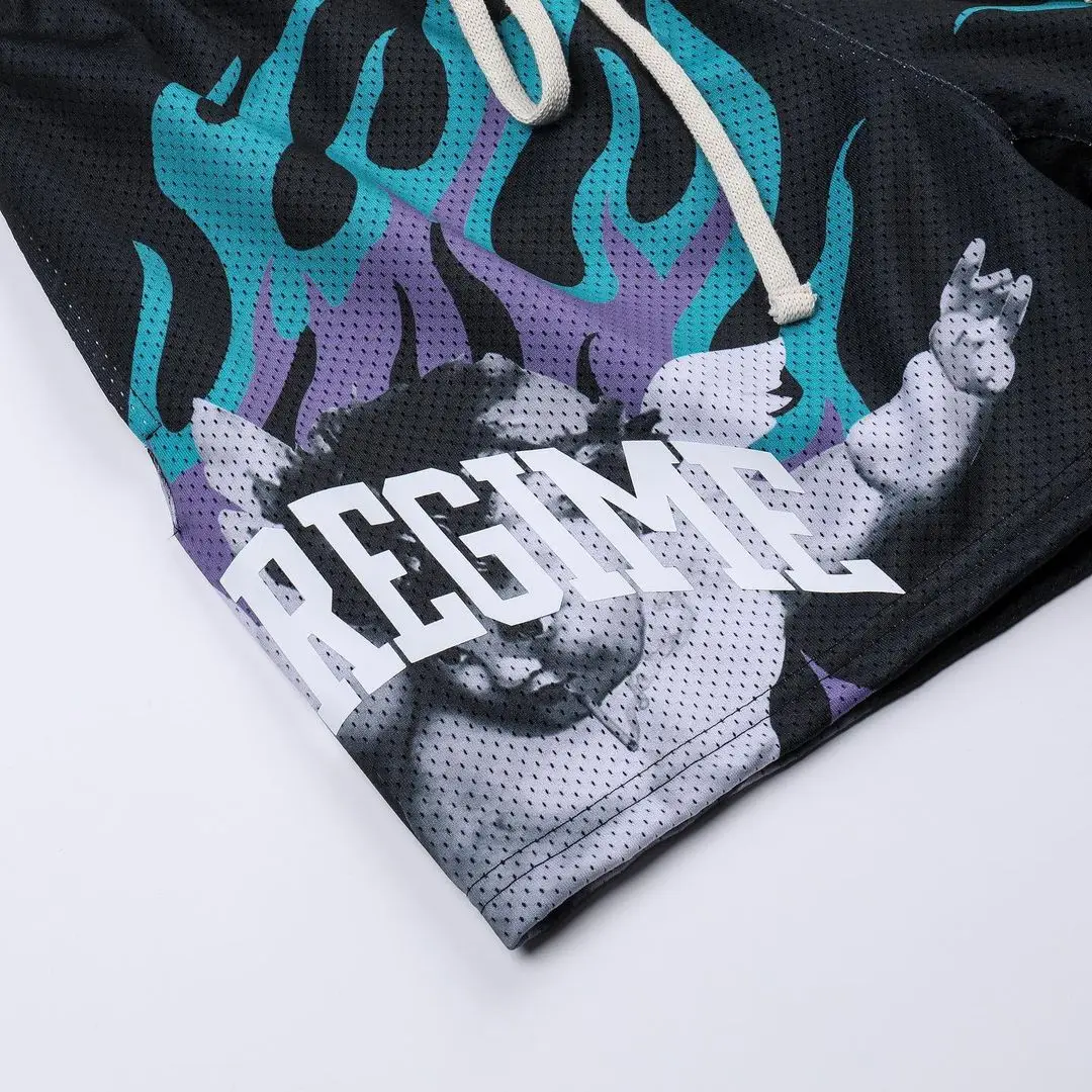 Men 100% Polyester Double Layer Gym Mesh Shorts Custom Graphic Sublimation comfort elastic waistband Street Fashion Men Shorts