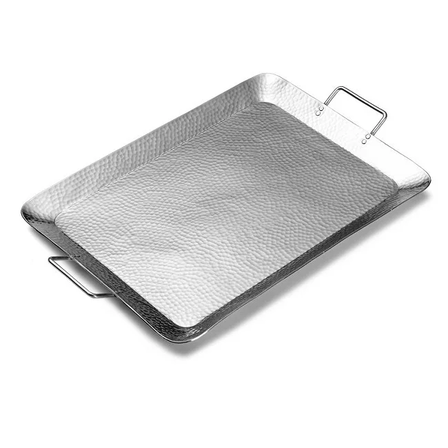 Luxury Looks For Hotels Serving Trays With Metal Handles Coffee Table Tray Square Shape Silver Plated Home Dining High Quality