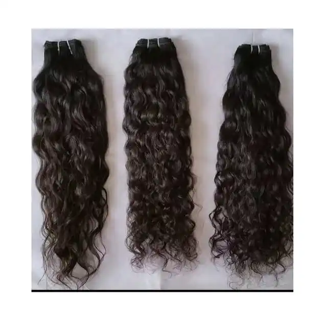 100% Cuticle Aligned High Quality One Donor Indian Human Raw Unprocessed South Indian Temple Source Natural Wave Composed Bundle