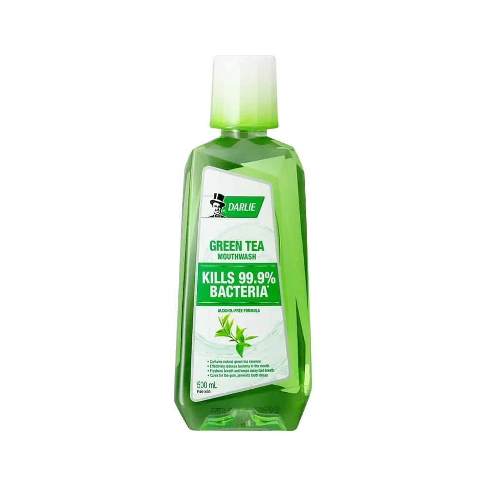 36 Months Shelf Life Fluoride Green Color Minty Scent Reduce Plague CPC & fluoride Darlie Green Tea Alcohol Free 500ml Mouthwash
