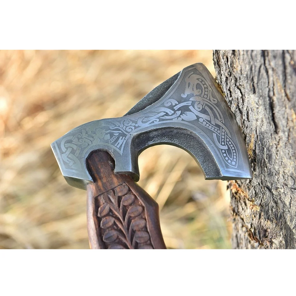 Beautiful Damascus Steel Axe with Rose Wood handle | Premium Quality Handmade Damascus Steel axe | High Quality Damascus Steel