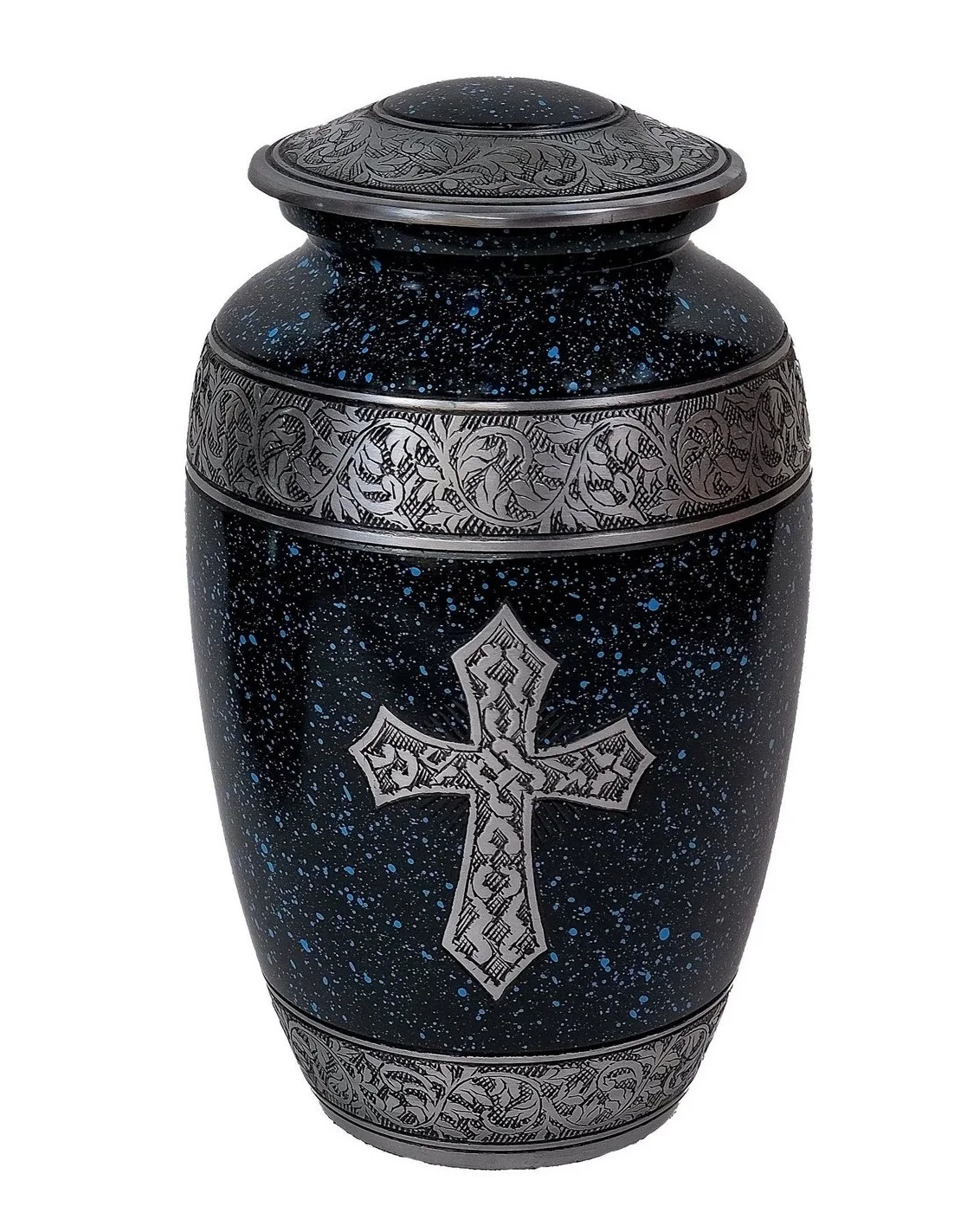 Metal Cremation Urn For Funeral Supplies Classic Jar Cross Engraved Religious Memorial Ashes Keepsake Adult Cremation Burial Urn