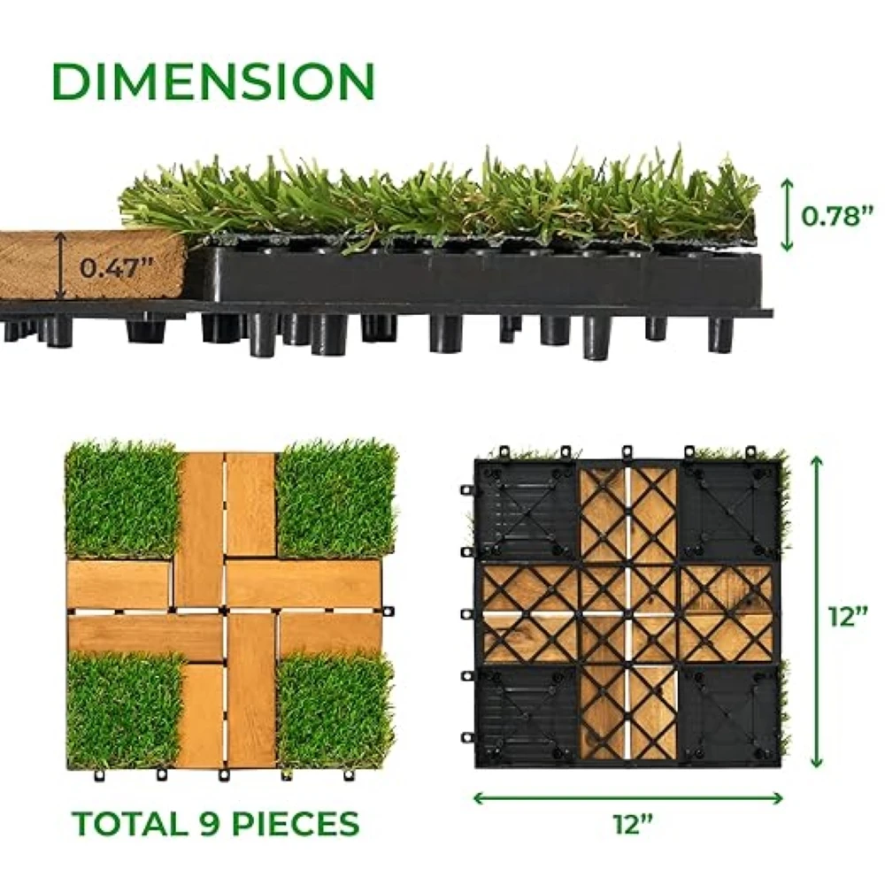 FG-VCG-AA Anti-Slip Indoor/Outdoor Decor Floor Tile Polished Acacia Wood Blend Grass Tile for Balcony Room Natural Heat Decor