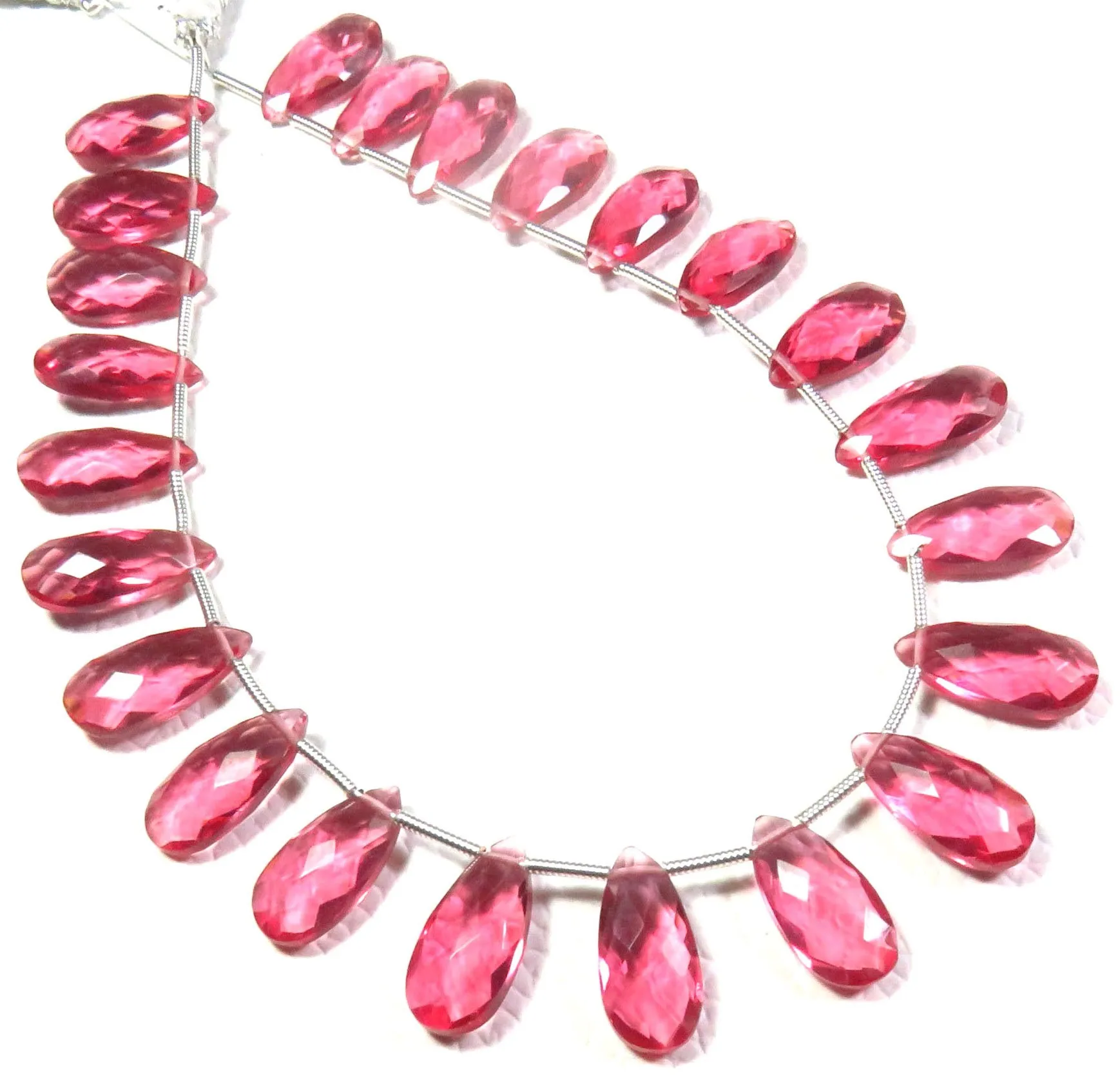 15x7mm Pink Tourmaline Quartz Faceted Hydro Glass Beads 24 Pcs Natural Moissanite Pink Color Tourmaline Quartz Pear Beads