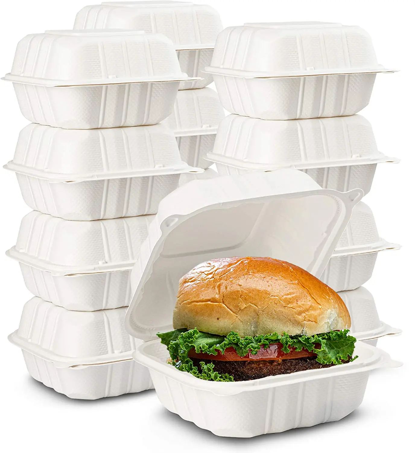 Customized Size Compostable Food Container Disposable Eco Friendly Corn Starch Burger Box for Takeout