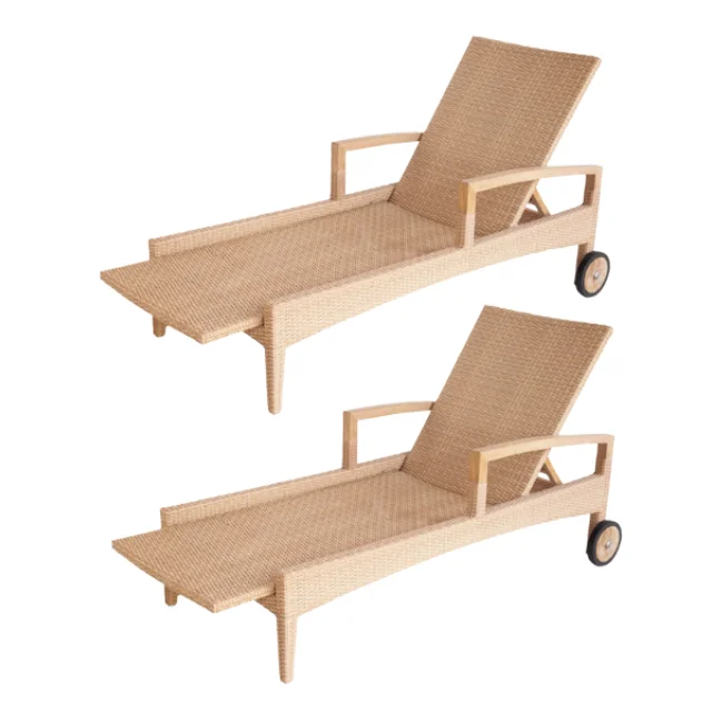 New Product High Quality Rattan Sun Loungers Outdoor Sunbed Beach Chair Natural Folding Chair Direct Factory