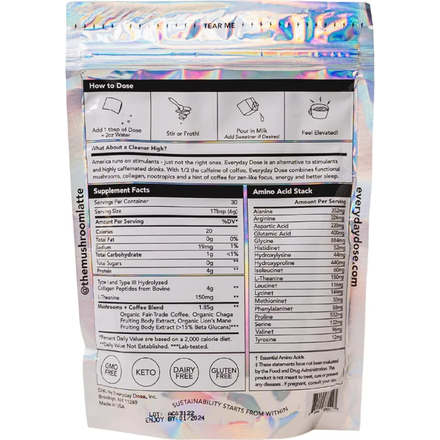 OEM Everyday Dose Instant Mushroom Coffee collagen extract mushroom coffee Bitter Wholesale mushroom coffee everyday dose