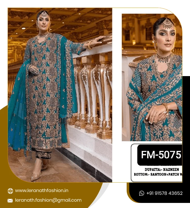 Latest Exclusive Fox Georgette With Coding Sequence Embroidery+ Work With Stone Work Ladies Suit Supplier