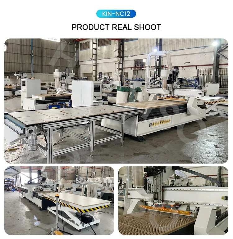 KN-NC12L multi head Atc  Auto Loading And Unloading CNC Nesting Cnc Router Machine For Wood Furniture cabinet door making