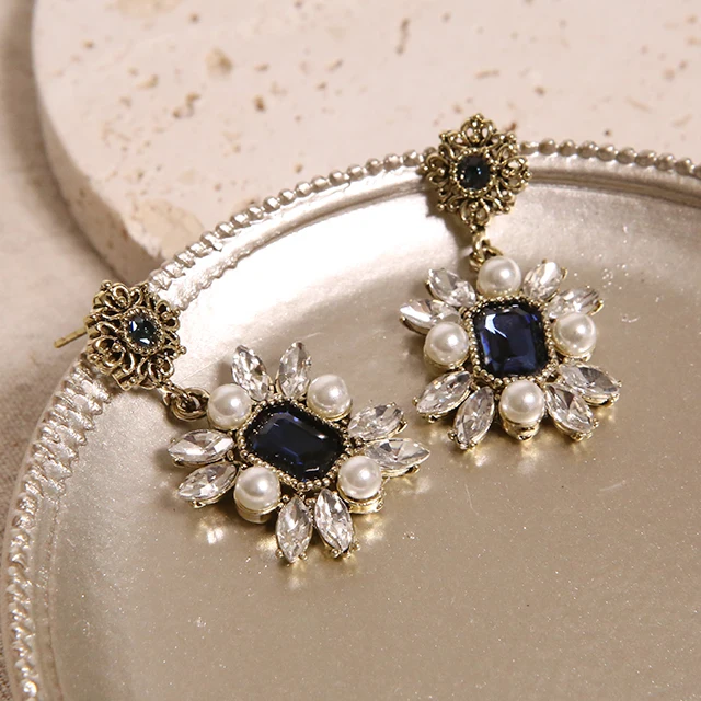 Crystal Pearl Antique drop Earring 0145 made in Korea party wedding jewelry