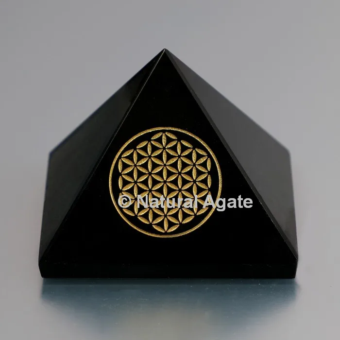 Black Agate Natural Gemstone Orgone Seven Chakra Reiki Healing EMF Protection Pyramid Semi-Precious Stone Craft
