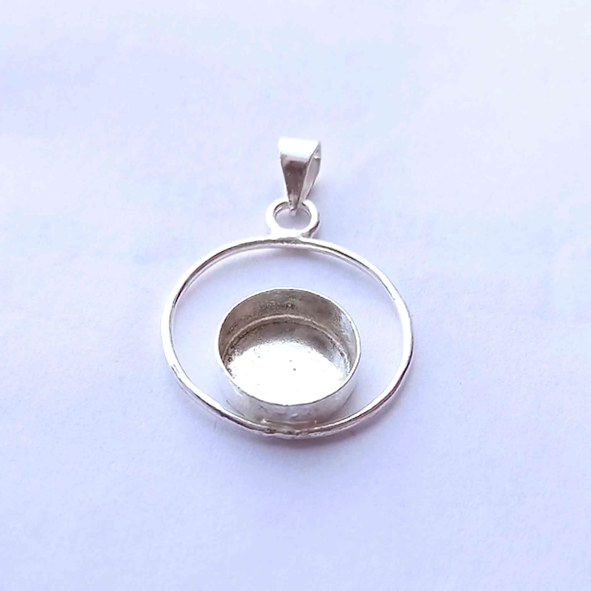 2023 Component Good Supplier Bezel Cups Semi Mount Pendant 925 Sterling Silver Round 12 mm Stone Resin Ashes DIY Collet Metal