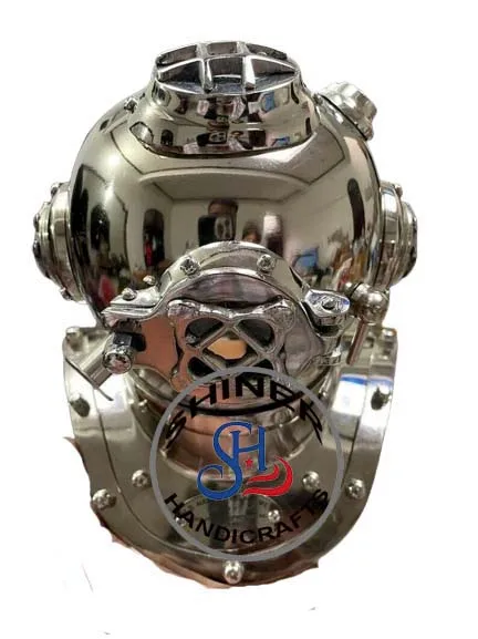US Navy Mark Helmet Boston Marine Deep Sea Scuba Diving Helmet Silver Polished Diving Helmet Home Decor Gift