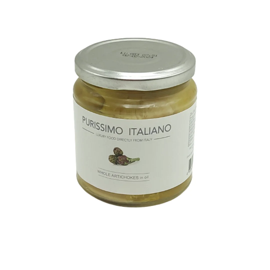 Original and Traditional Italian Flavour Whole Artichokes in Oil 580g for luxury restaurants and shops