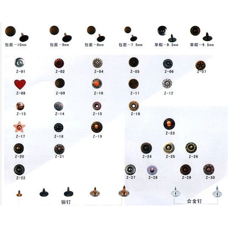 Long Life Engraved Logo Open Capped Metal Rivet for Garments