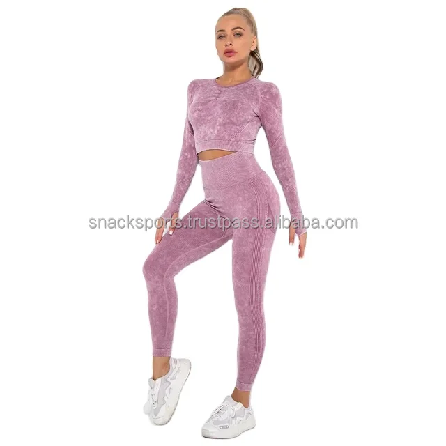 Женский бесшовный костюм для занятий йогой