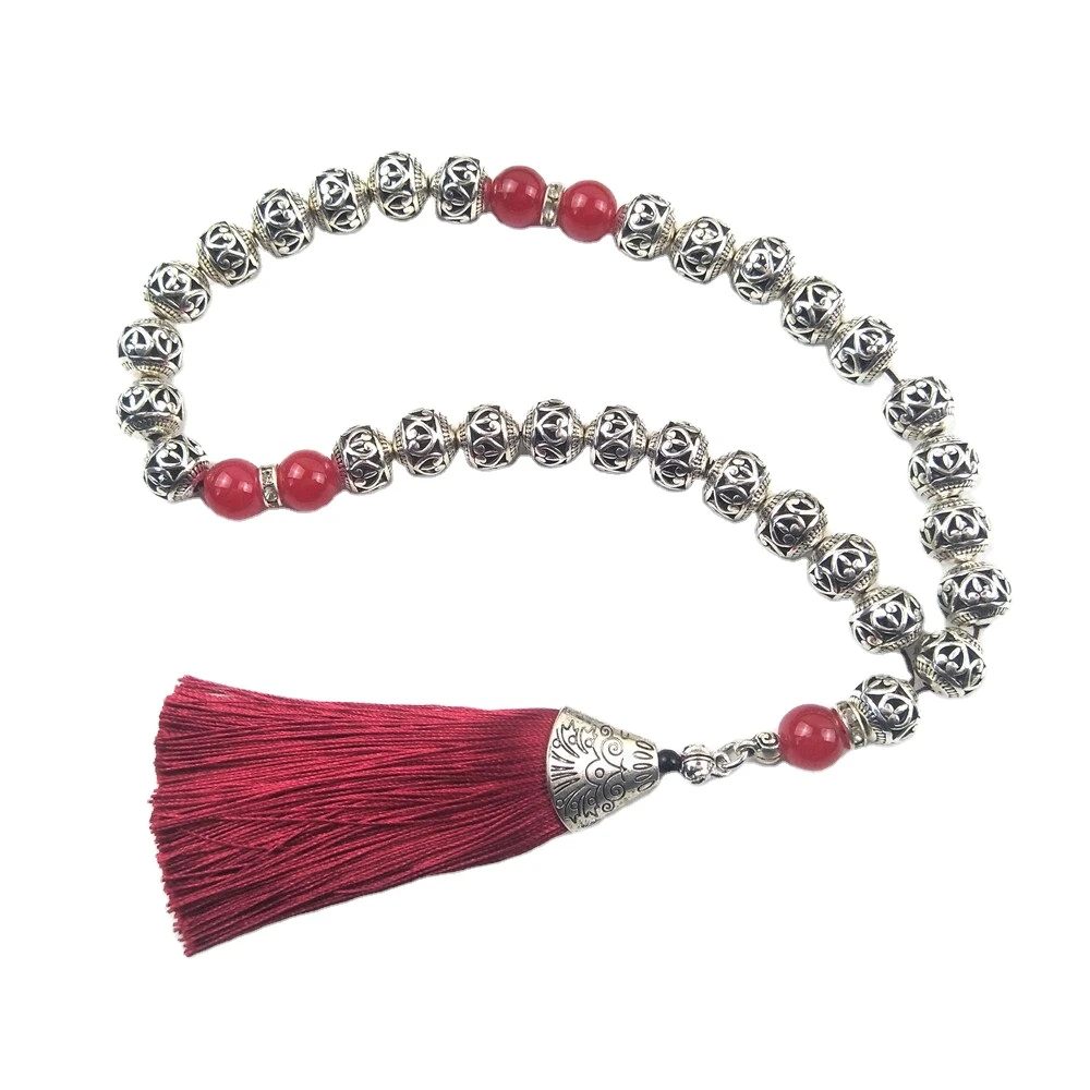 Silver crystal beads tasbeeh good quality beads glass tasbeeh prayer tasbeeh High Quality Muslim Tasbih 33 Beads Islamic OEM ODM