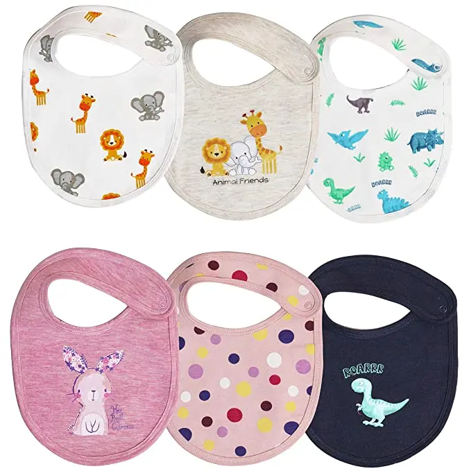 Adjustable Organic Cotton Silicon Bandana Drool Bibs Bulk Muslin Baby Bibs Newborn Baby Boy Girl Printed Pattern Feeding Burping