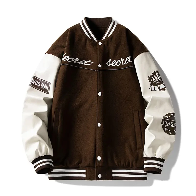 Custom Wholesale Leather Sleeves Chenille Embroidery Baseball Jacket Letterman Varsity Jackets For Men
