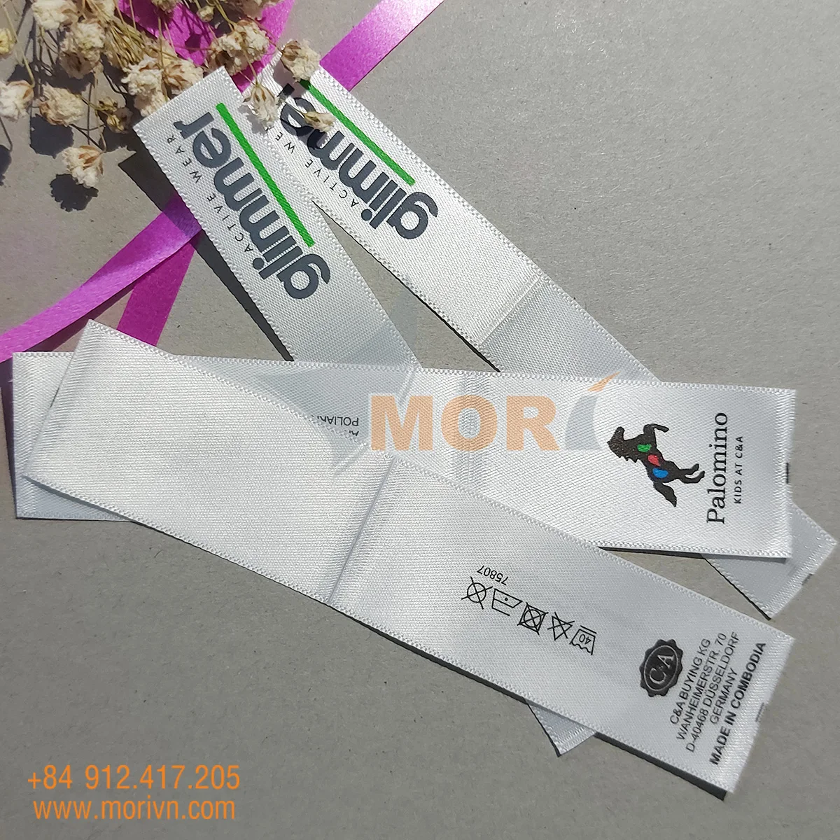 MORI Custom logo personalized Clothing Brand tags Label High quality Garment Textile Neck Luxury Woven tags For Clothing
