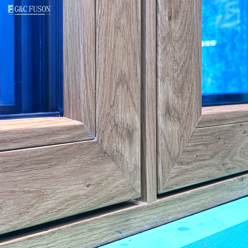 Fuson French   Soundproof Double Glass Upvc Sliding Casement Window Acr Window Wooden Grain Window