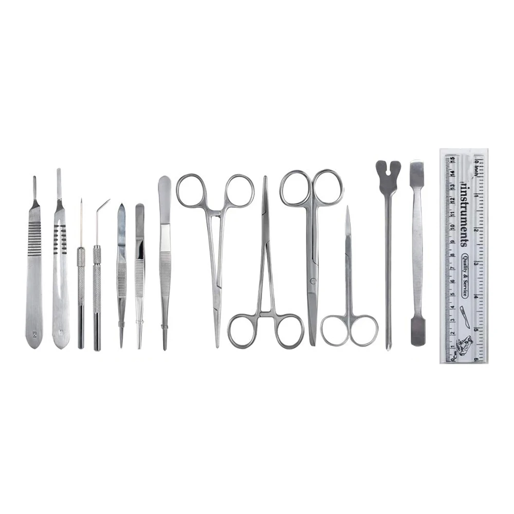 Professional Surgery Kits 13 Pieces Stainless Steel Scissor Tweezer Scaler Forceps Student Suture Tanning Tool Set
