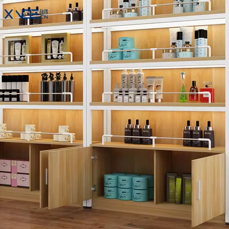 XINDE New Design Supermarket Wholesale Retail Store Shelf Steel And Wood Shop Display Rack