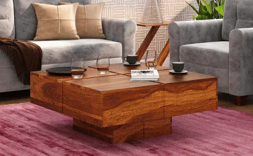Ready to Ship Sheesham Wood Coffee Table Walnut Finishing Square Shaped Coffee Table For Sale By Exporters