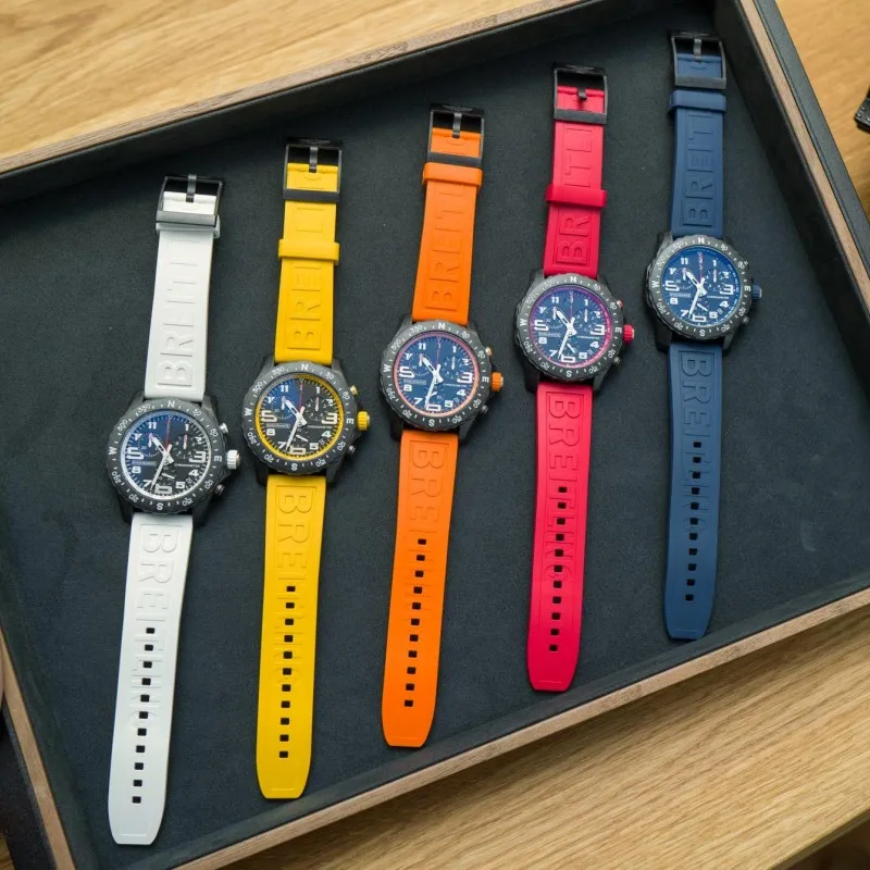 Luxury Band Endurance  Chronograph Quartz Black Dial Multifunctional Fashion Business Sports Calendar Silicone Strap Men  Watch