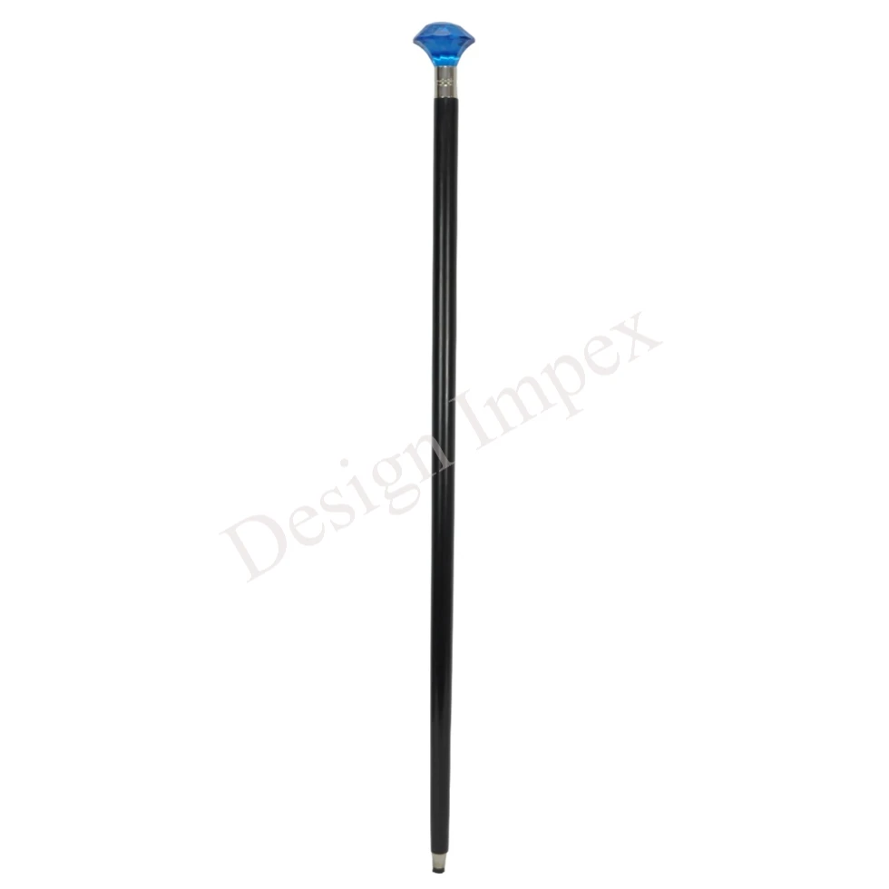 Natural Finished Adults Walking Stick Cane Expensive Gift Durable Design Gentleman Walking Stick Rod Blue Acrylic Diamond Top