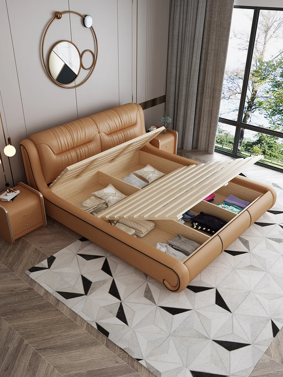 KEHUI мебель для спальни гостей футуристическая Ночная стойка винтажная кожаная Многофункциональная Мебель кровать