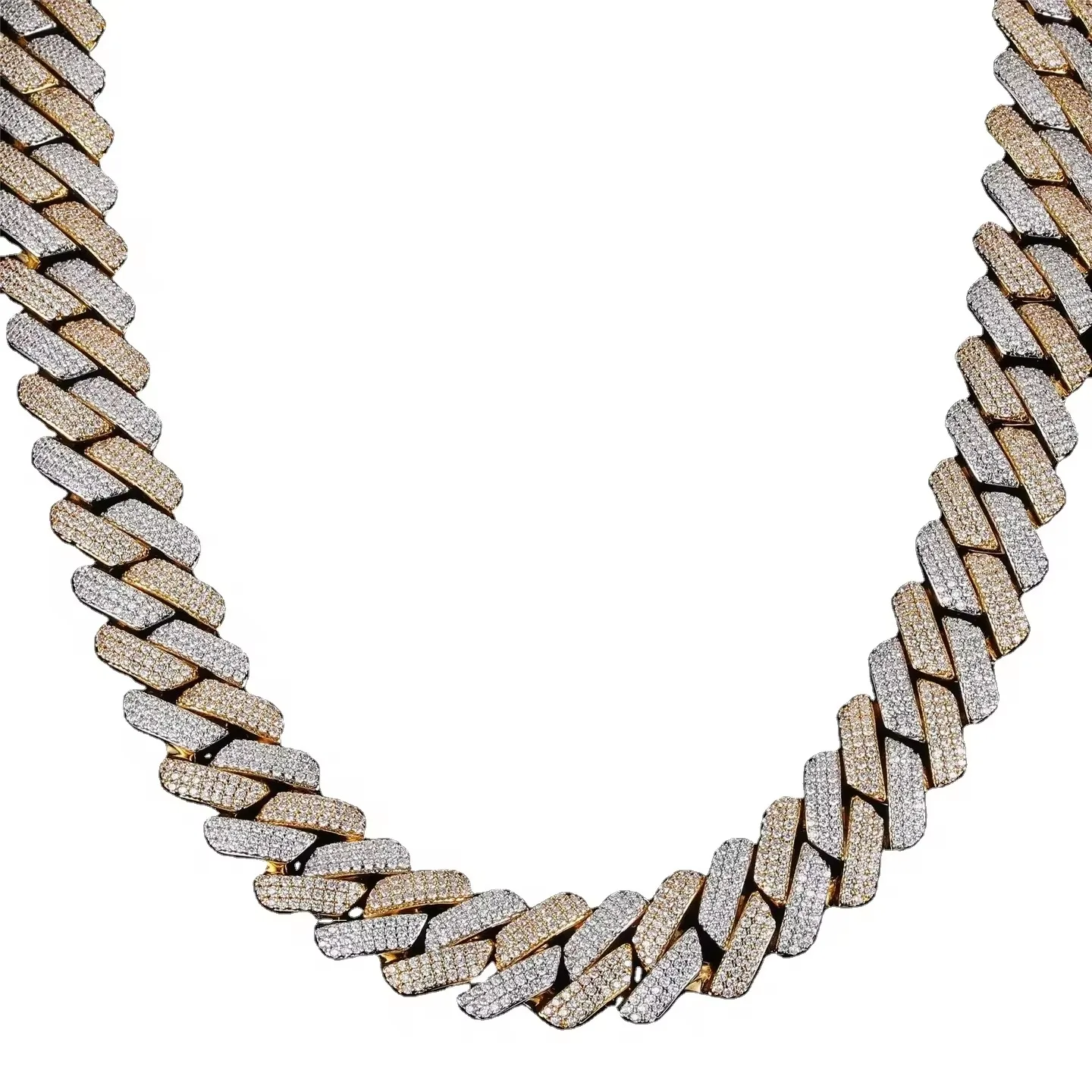Wholesale Men 2 ton  spiked Cuban Chain Hip Hop Jewelry Iced Out Gold Plated Miami Cuban Link Chain Necklace