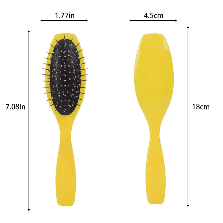 Artisans hot selling stainless steel cushion plastic hair brush mini wig brush with logo