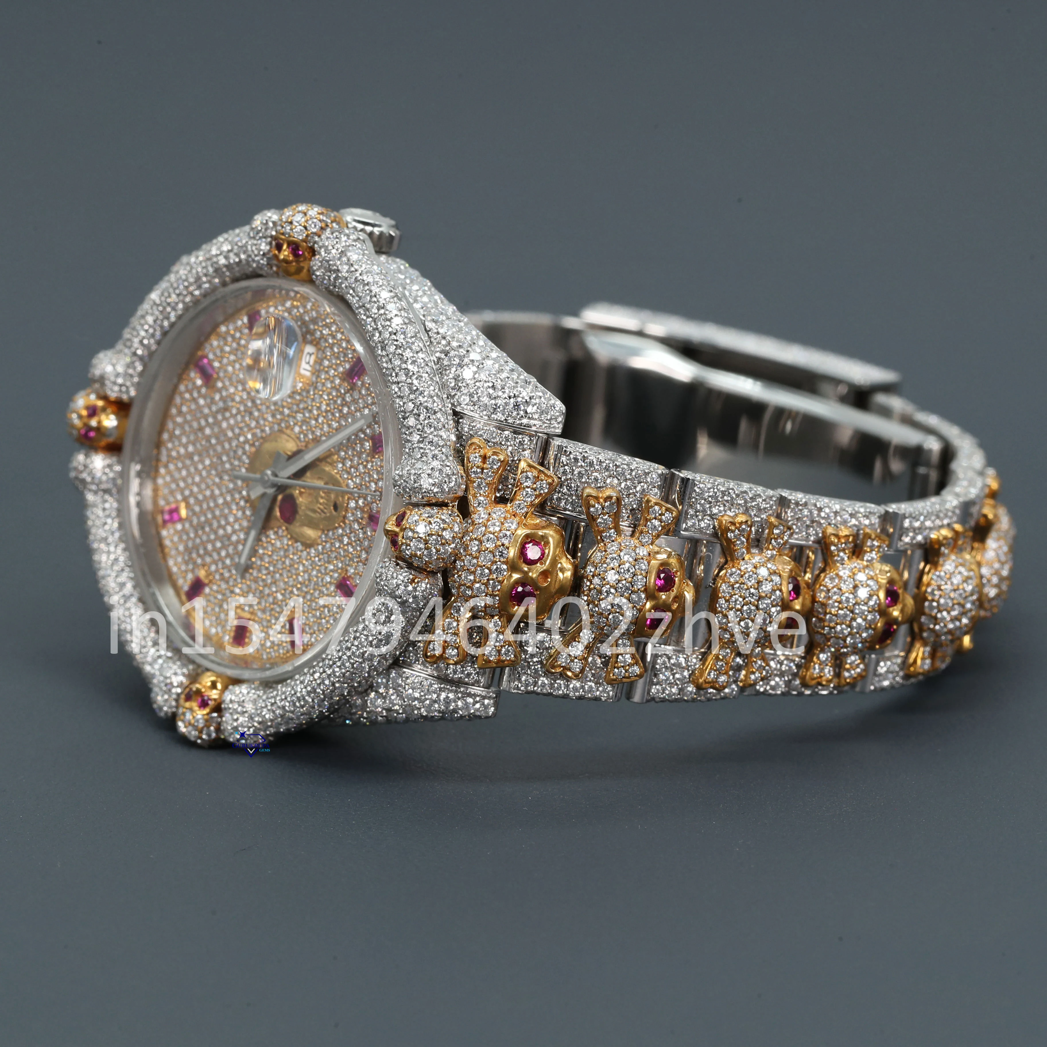 Crafted wrist wear moissanite diamond watch with a stainless steel body accessories and it radiates with VVS clarity diamonds