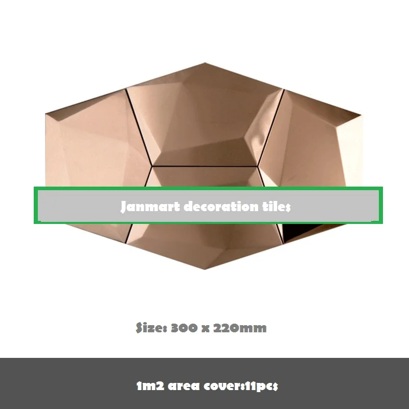 3d pentagonal stainless steel metal mosaic tile bathroom bar restaurant wall brick decorative tiles