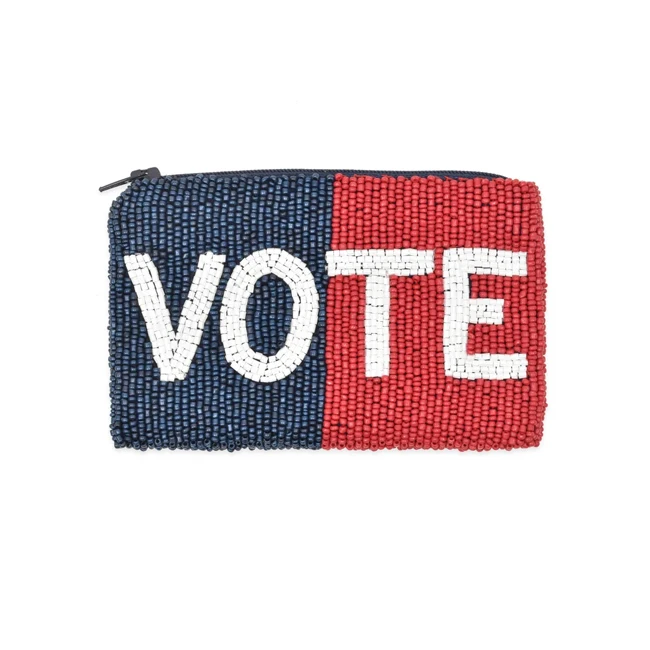 Vote Beaded American Flag Coin Purse of the Highest Quality for Ladies and Girls at Wholesale Prices