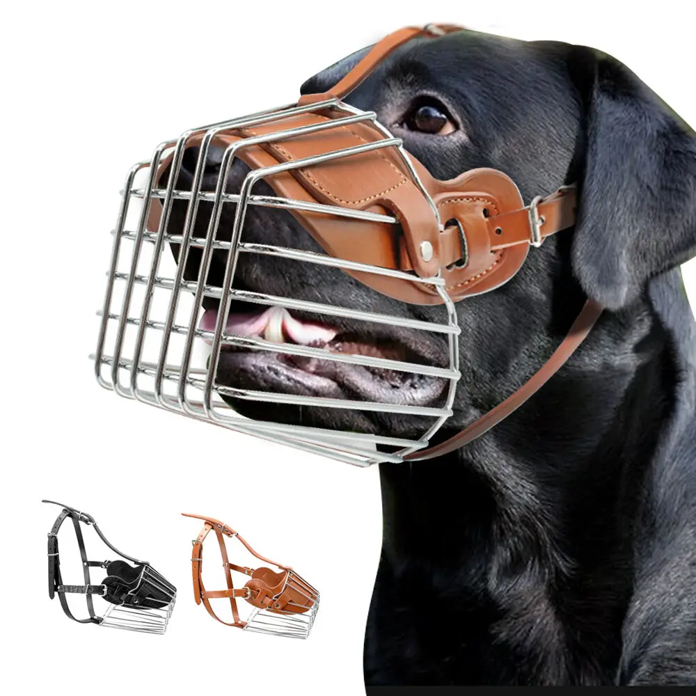Factory price Durable Anti Barking Brown Adjustable Leather Muzzle Dog Mouth Muzzle