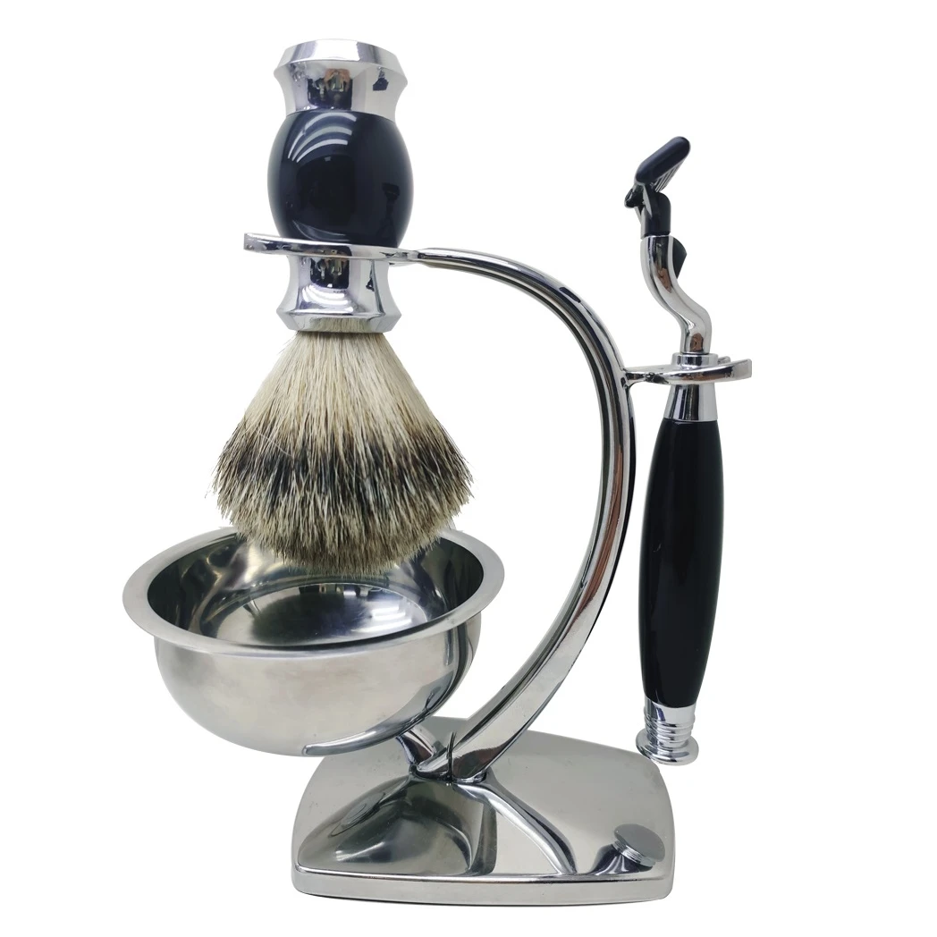 Каучуковая рукоятка путешествия Барсучий ворс, щетка для бритья, набор, Мужская бритва Бритвенные наборы для мужчин