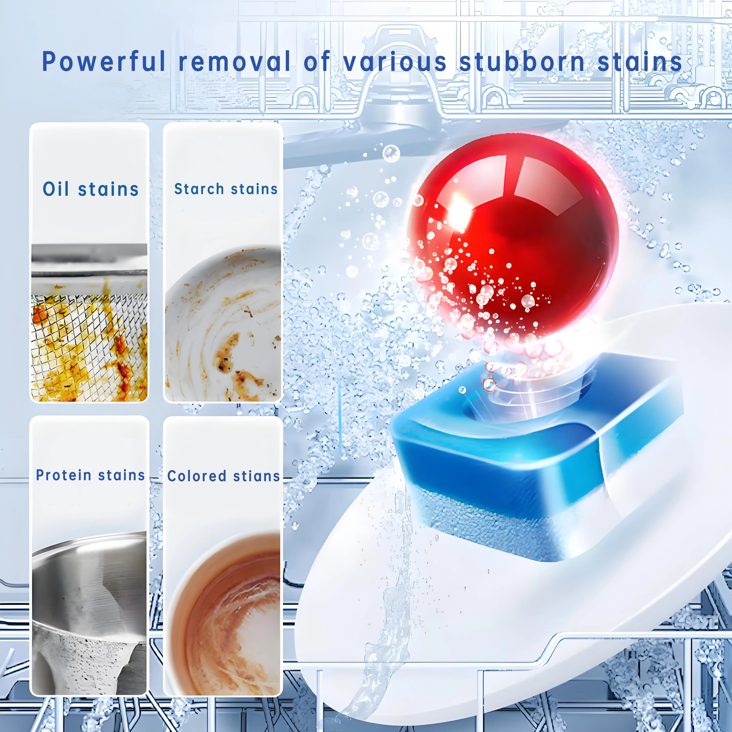 New Eco-Friendly Water Soluble Film All-in-One Dishwashing Tablet for Auto Dishwasher Kitchen Cleaning Tablets