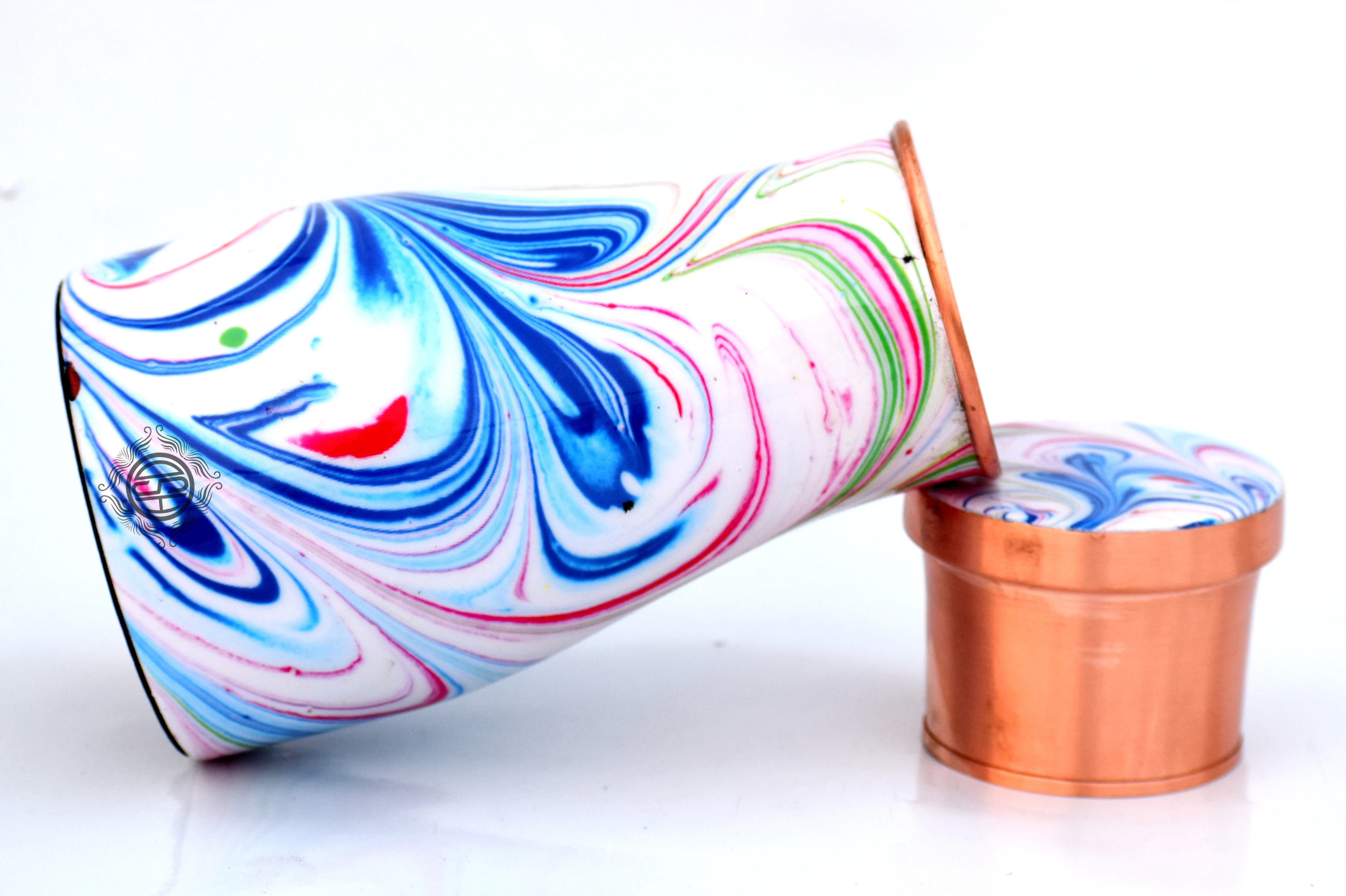 Copper Bedroom Bottle Jug With Inbuilt Glass Joint Free Bedside Enamel Printed Copper Water Pot Best Selling Copper Bedroom Jar