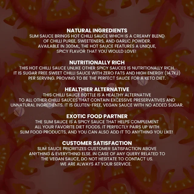 High Quality Sugar Free Slim Sauce Vegan Low calorie Ketchup, BBQ, Sweet Chili Sauce, Curry Sauce, Mayo keto food