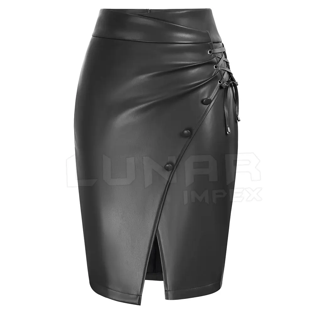 Casual Fashion Winter Wear Leather Skirt Women High Quality Thick Leather Skirt