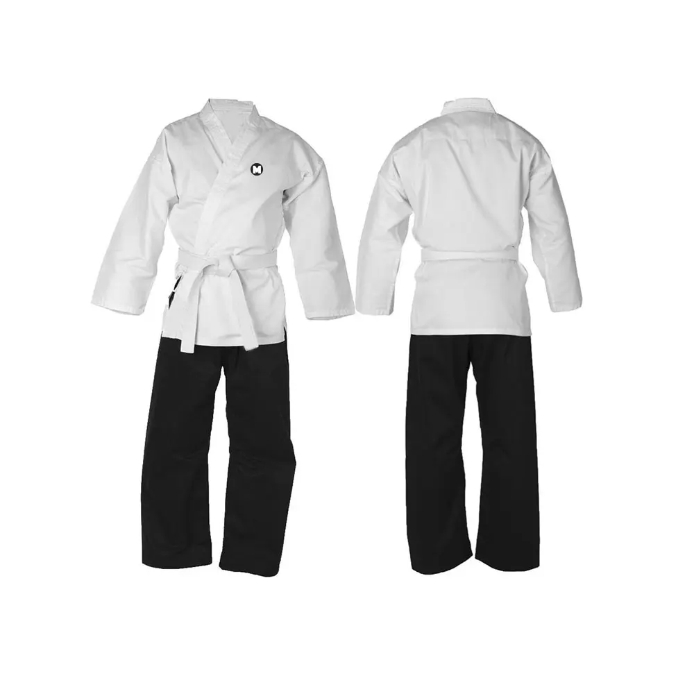 Martial Arts Karate Basic Uniform with Customized Logo in White and Black for MMA, Karate Demonstration Teams Gyms Schools