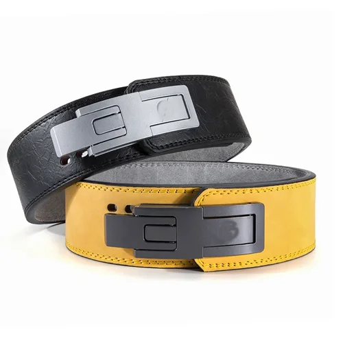 Body Slimming Cowhide Gym Waist Trainer Belt for Men 13mm Leather Weightlifting Belt Slimming Waist Trimmer for Weight Lifting