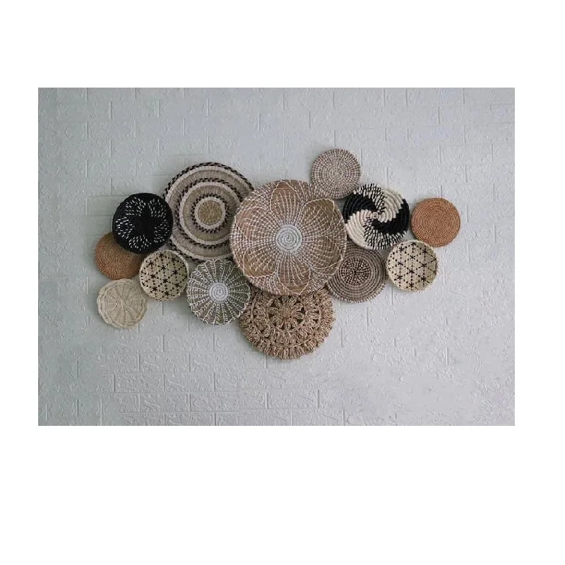 Best Seller Decorative Natural Colors Rattan Wall Art Basket Plates In Modern Farmhouse Style Made In Vietnam
