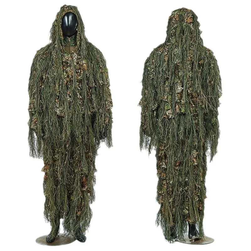 KANGO Mydays Outdoor Breathable Woodland Bionic Leaf Disguise Uniform Camo Jungle Train Hunting Ghillie Suit for Outdoor